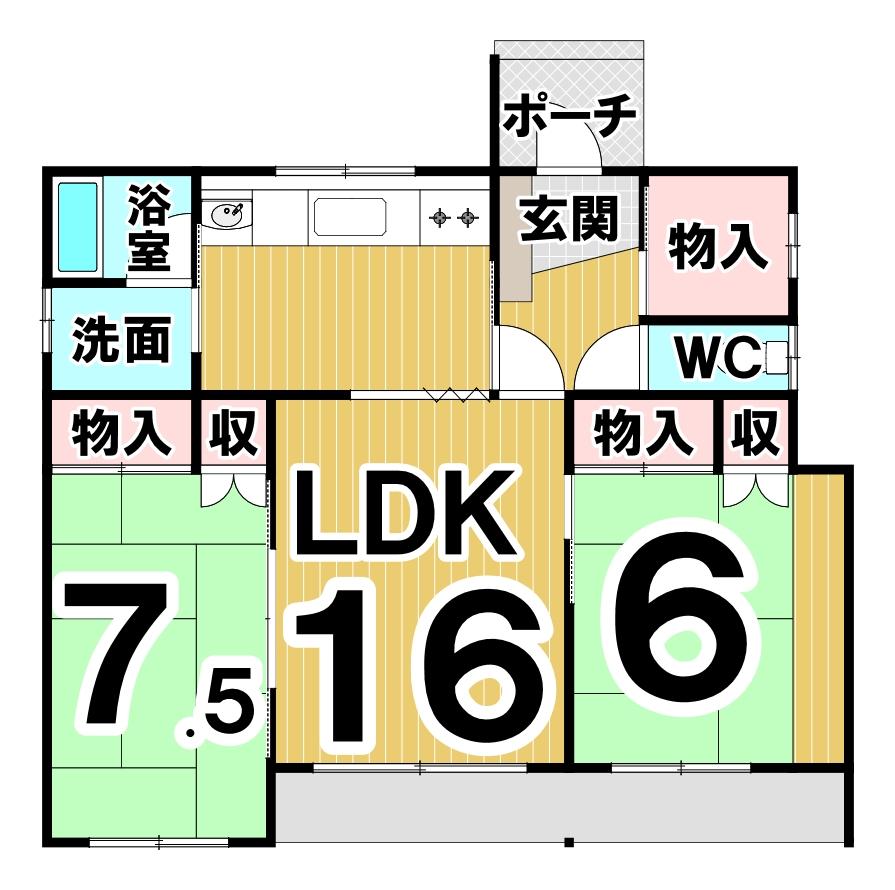 【価格改定】音更町駒場南１条通２丁目　リフォーム向き平家住宅 間取り